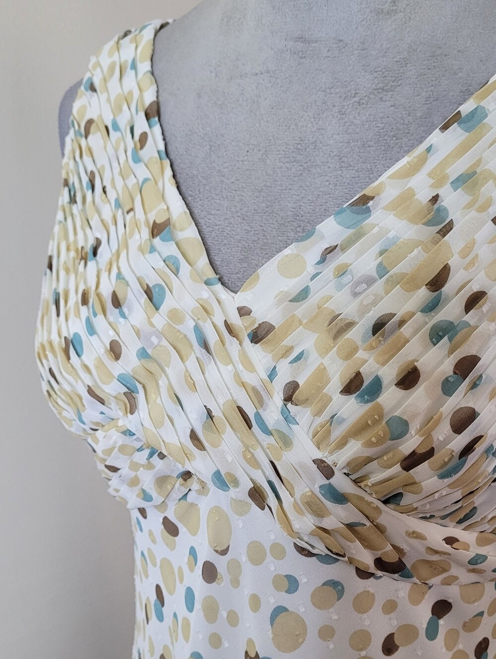 Adrianna Papell Polka Dot Chiffon Dress Size 12 - Picture 3 of 9